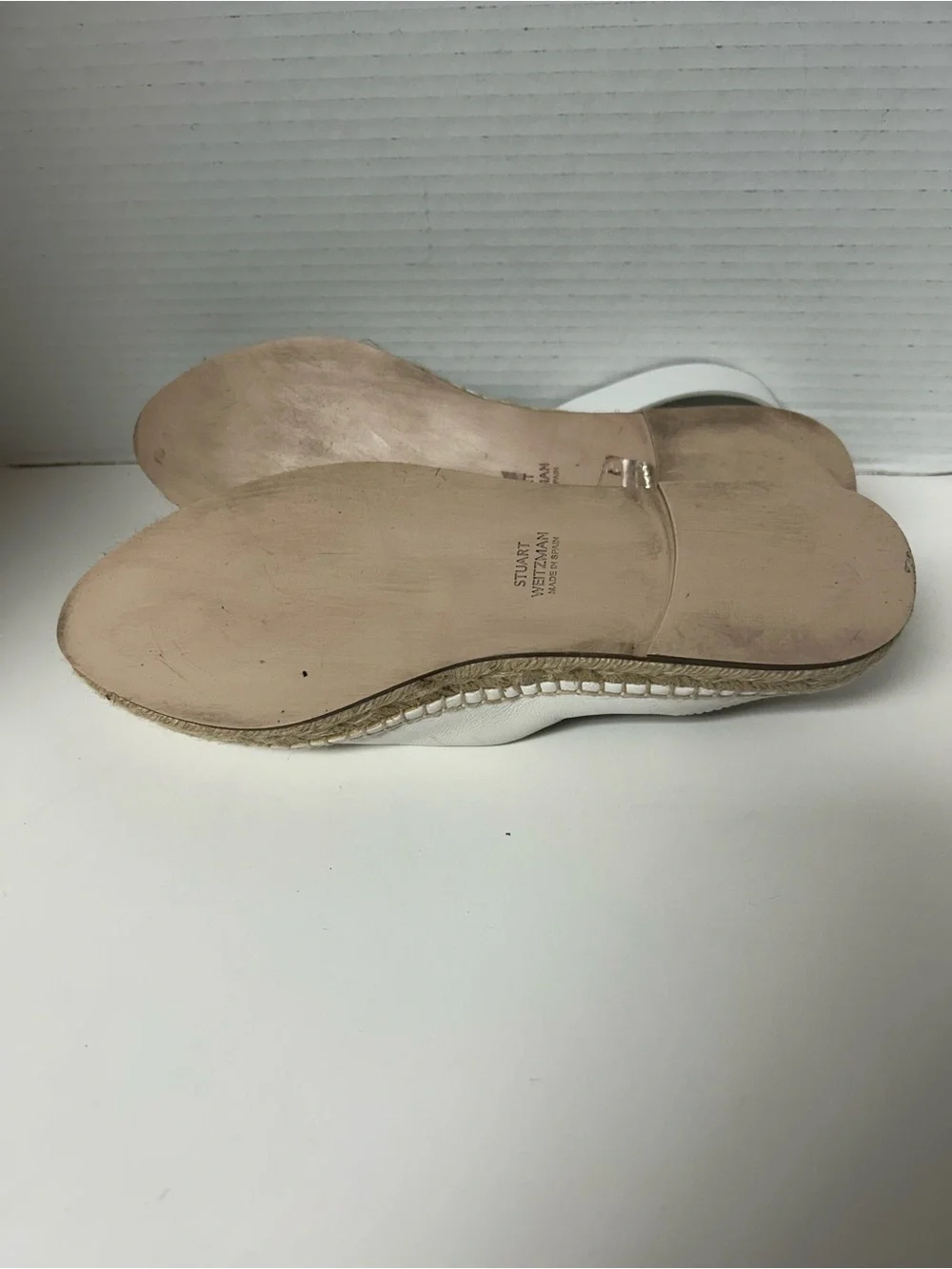 Stuart Weitzman White Leather Toga Ankle Wrap Espadrille Flats Size 8.5 M